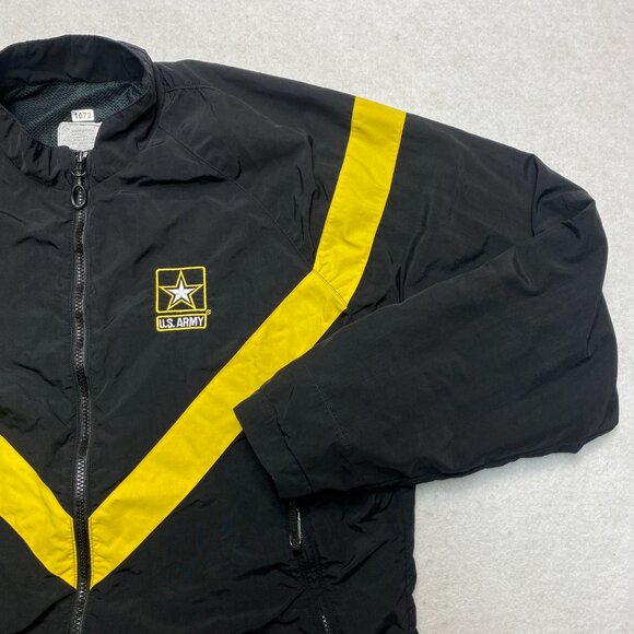 VINTAGE US Army Jacket Mens M Black/Yellow Full-Zip Track Uniform Nylon Active - Picture 2 of 10